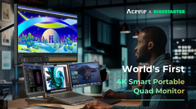 ACEELE: World First 4K Smart Portable Quad Monitor