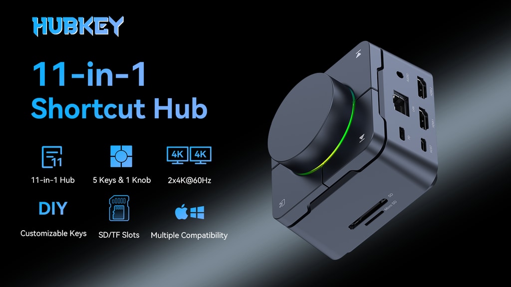 HubKey Gen2: Custom Shortcut Hub with Dual-4K Display